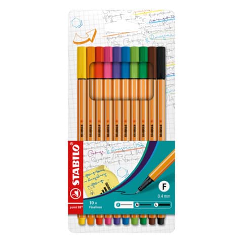 Fineliner Stabilo Point 88 assortiti  astuccio da 10 - 8810